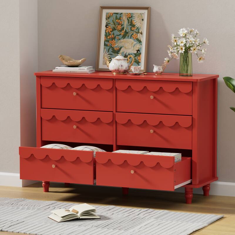 6 Drawers Chest Of Dresser Storage Cabinet Curved Design Organizer