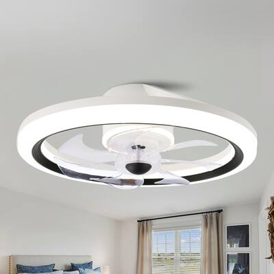 Bella Depot Low Profile Flush Mount Ceiling Fan Dimmable Low Profile Lighting Control with Remote /APP