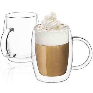 JoyJolt Aroma Clear Glass 13.5-ounce Double Wall Insulated Glasses (Set Of 2) - 13.5 oz