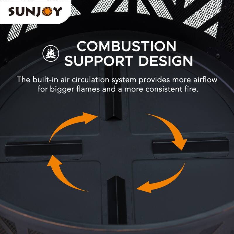 Sunjoy Outdoor 27 in. Black Steel Wood-Burning Fire Pit for Outside
