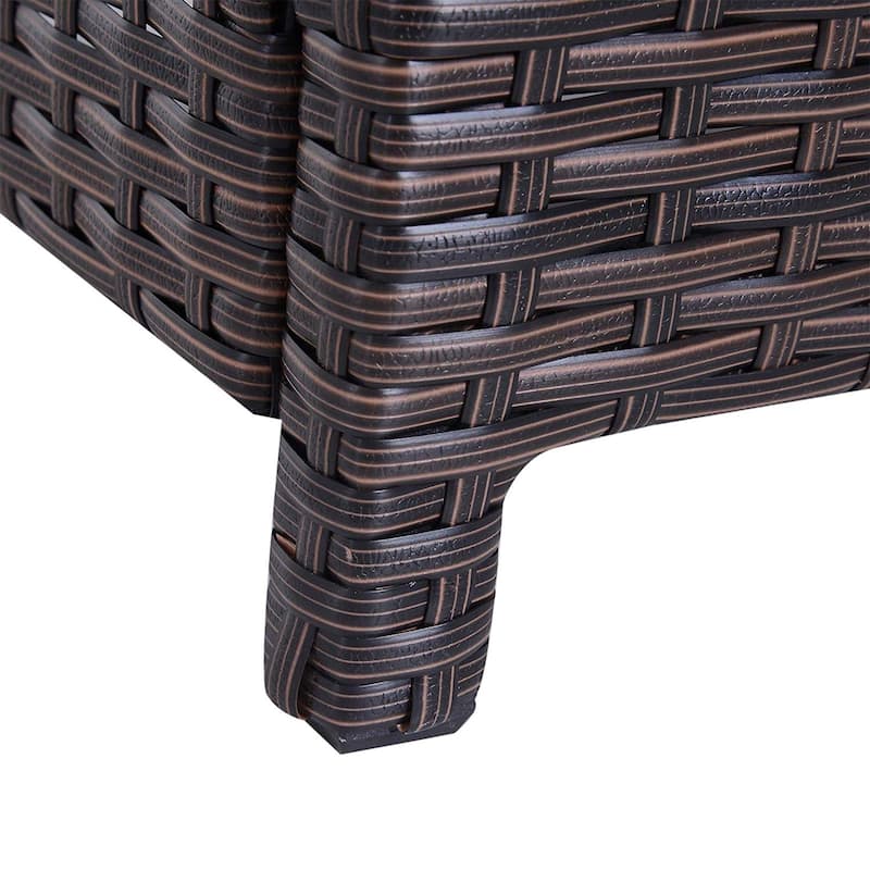 Outsunny Rattan Wicker Outdoor Accent Table with Umbrella Insert