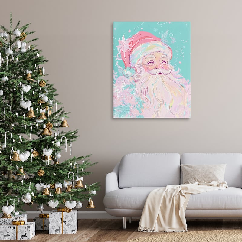 Stupell Pastel Jolly Santa Claus Canvas Wall Art Design By Arlington Prints