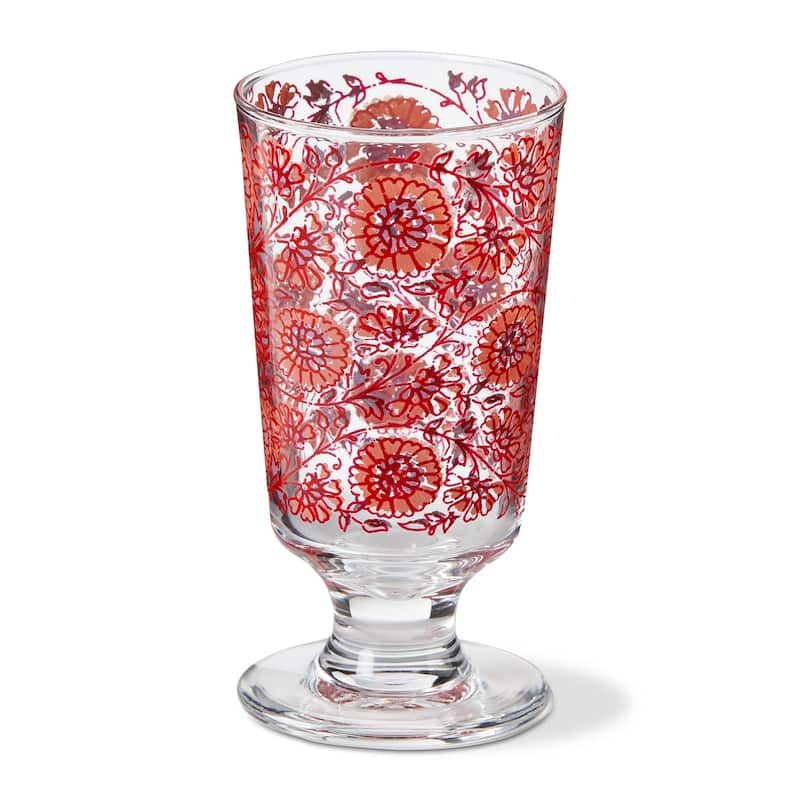 Jasmine Footed Glass Drinkware Set - Multicolor 8oz Glasses, Dishwasher Safe, Perfect for Spring and Summer