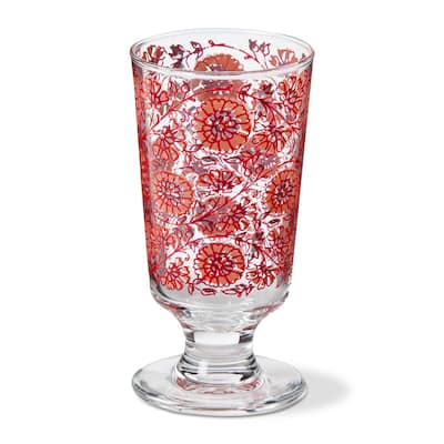 Jasmine Footed Glass Drinkware Set - Multicolor 8oz Glasses, Dishwasher Safe, Perfect for Spring and Summer