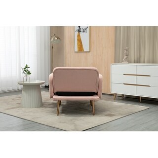 2 in 1 Chaise Velvet Lounge Chair Accent Chair with Ottoman & Elegant ...