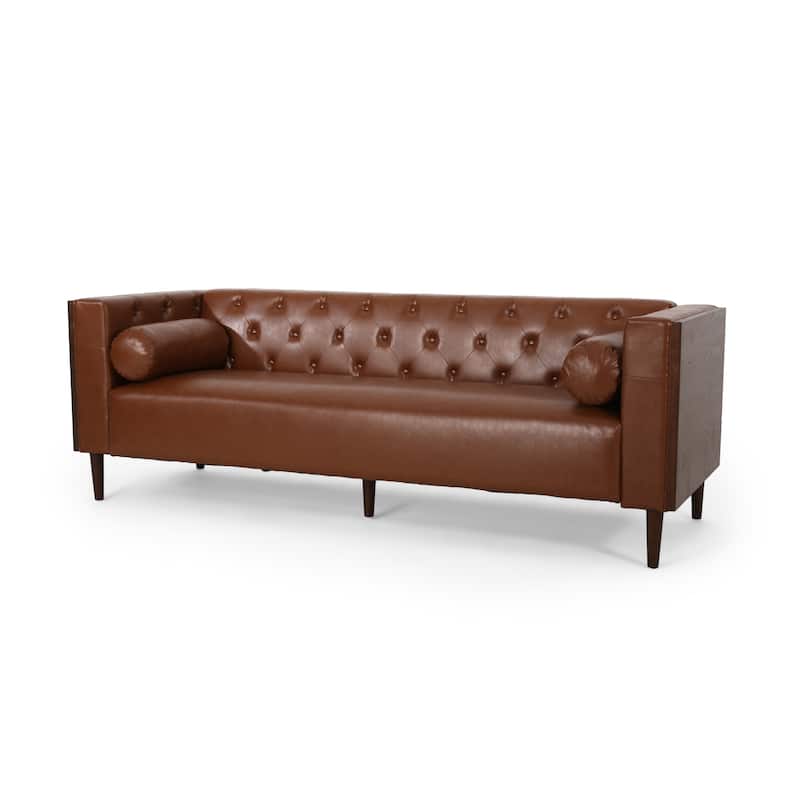 Faraway Modern Tufted Sofa w/ Accent Pillows by Christopher Knight Home
