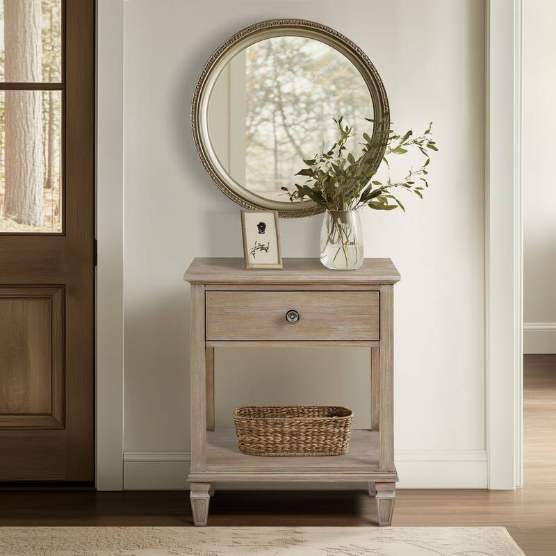Madison Park Signature Victoria one-drawer wood bedside table with shelf