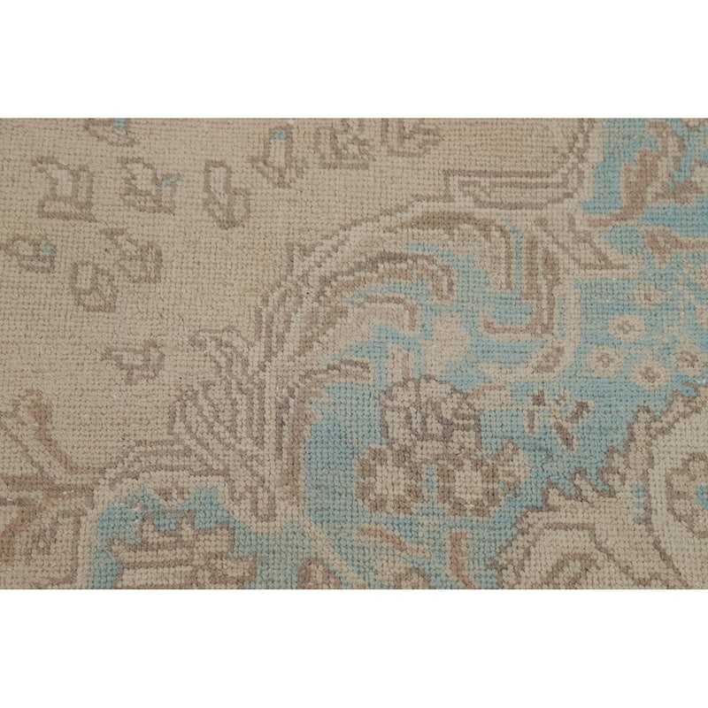 Hand Knotted Oriental 100% Wool Carpet Traditional Floral Beige & Ivories Tabriz Area Rug - 11' 2'' X 7' 7''