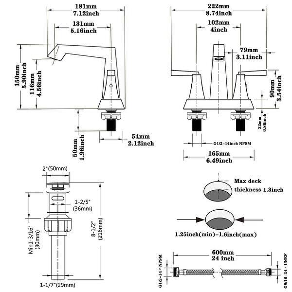 Modern Bathroom Sink Faucet with Pop Up Drain and Supply Lines Bed