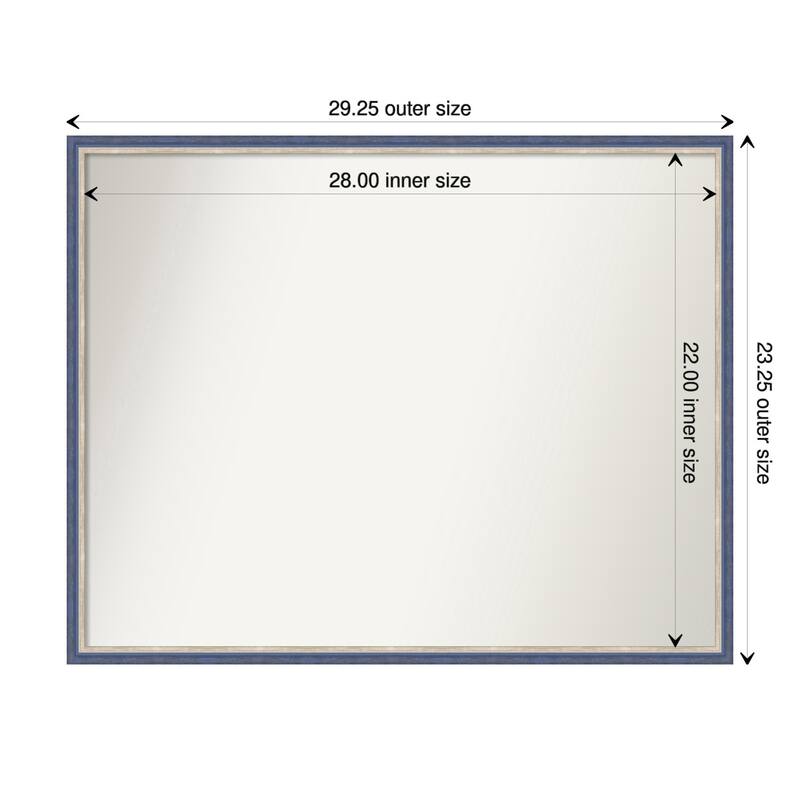 Theo Narrow Non-Beveled Wood Framed Bathroom Vanity Wall Mirror - Theo Blue Narrow - Glass Size 28x22
