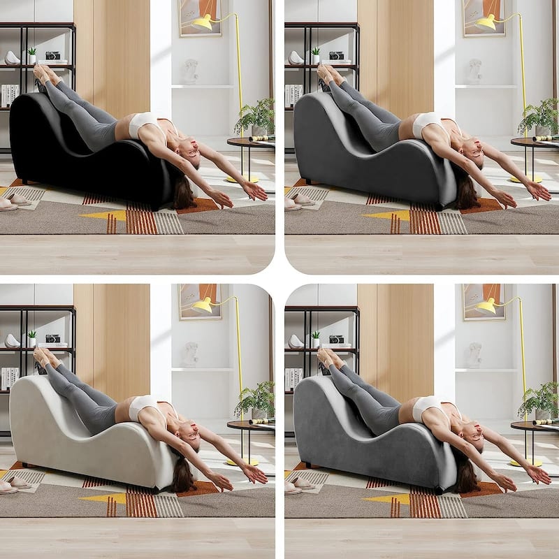 Mixoy Curved Chaise Lounge Yoga Chair for Stretching Relaxing Exercising - 60.6*18.1*27.6