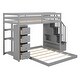 preview thumbnail 6 of 30, Twin Over Full Bunk Bed with 3-Layer Shelves, Drawers, Storage Stairs, Space-Saving, Multi-Functional Design, Grey