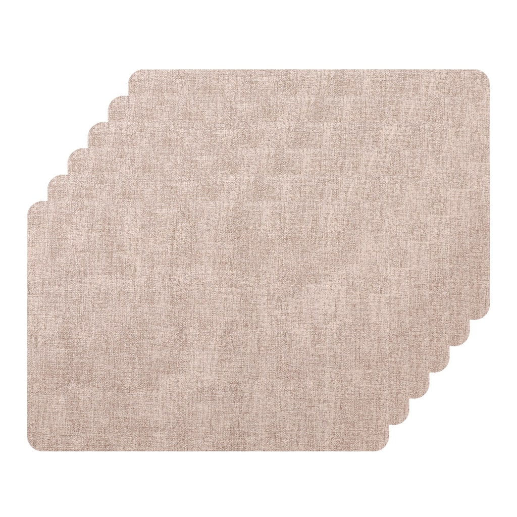 Faux Leather Heat Resistant Placemats Set of 6, Waterproof Dining PU Place Mats - 17x12 inch
