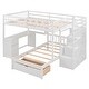 preview thumbnail 18 of 16, Storage-Savvy Design Wood Bunk Bed with Surdy Construction, Build-in Ladder and Desk, White