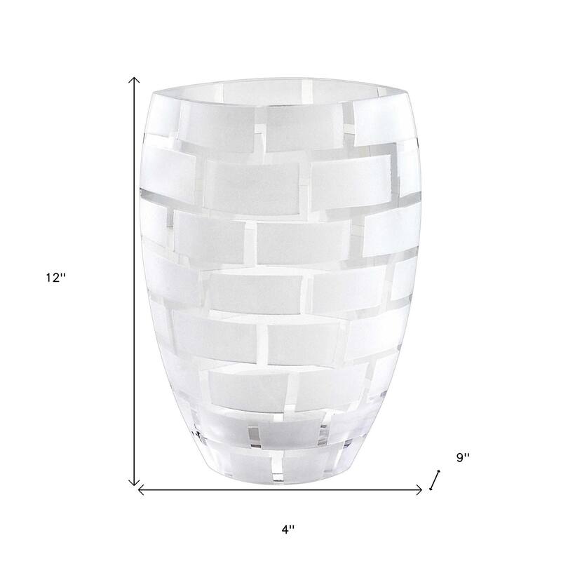 HomeRoots 12" Clear Cylinder Lead Free Crystal Table Vase