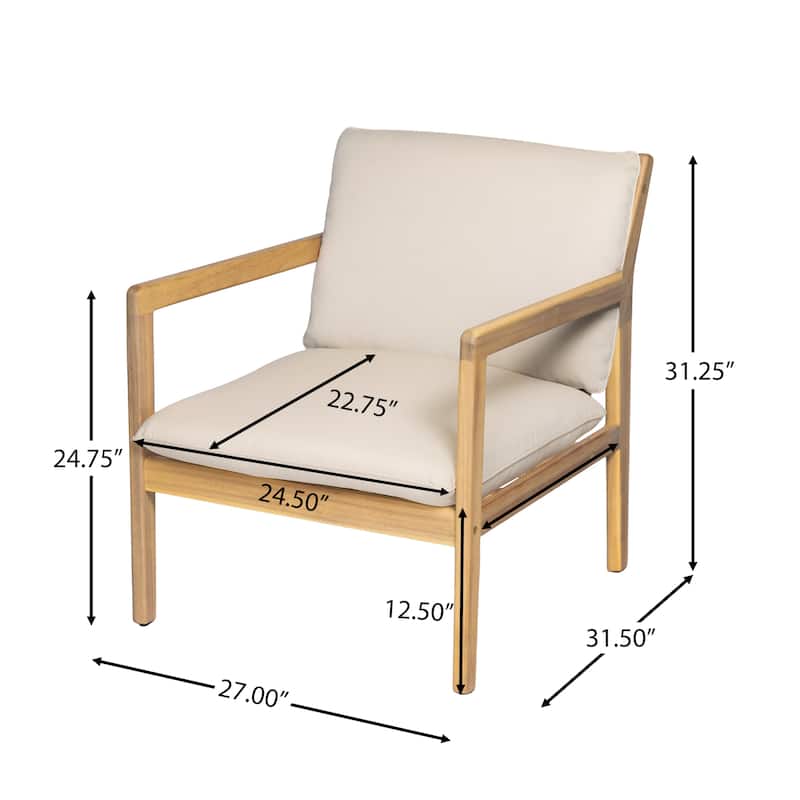Christopher Knight Home - Isolde Outdoor Acacia Wood Chat Set with Cushions