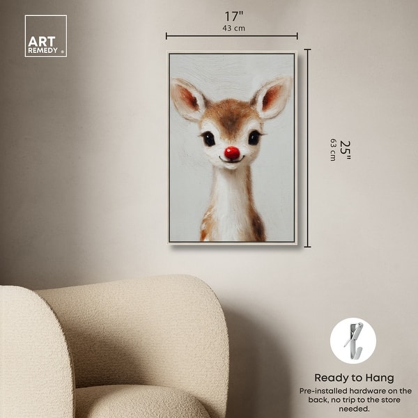 dimension image slide 10 of 24, Baby Rudolph Christmas Wall Decor Canvas Print by Art Remedy