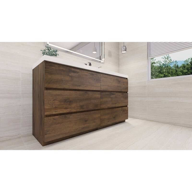 Aron 60'' Freestanding Vanity with Right Single Sink