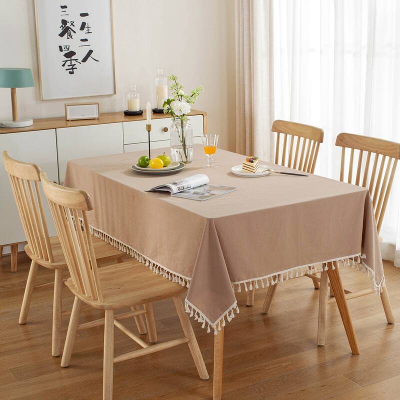 High Quality Washable Rectangle Cotton tablecloths, Wrinkle Resistant Washable Dining Room Table linen for Rectangle Table