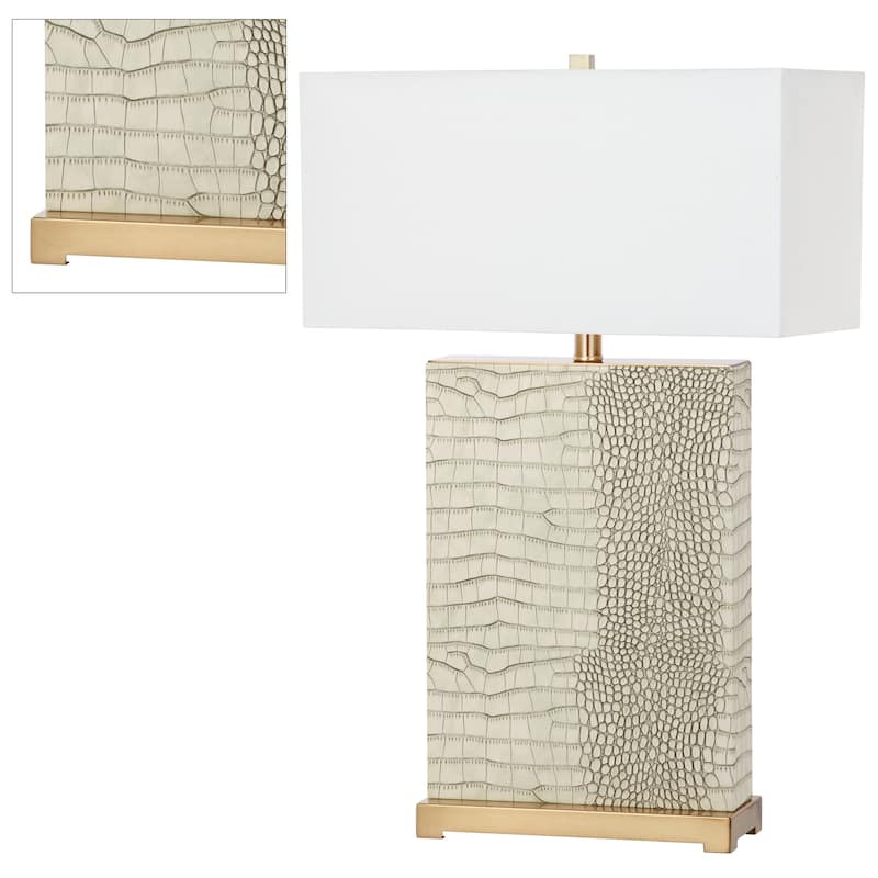 SAFAVIEH Lighting Cristin 28-inch Faux Alligator Grey Table Lamp (Set of 2) - 18"x8 x27.75 - 18Wx8Dx28H
