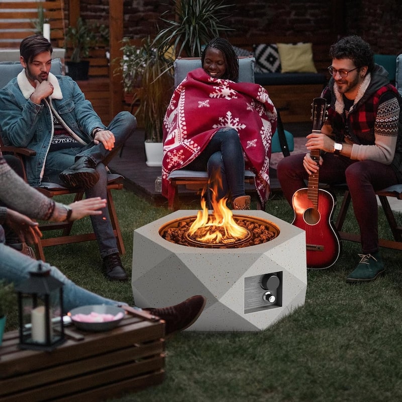 Propane Fire Pit Table Set 28" Terrazzo Gas Fire Pit
