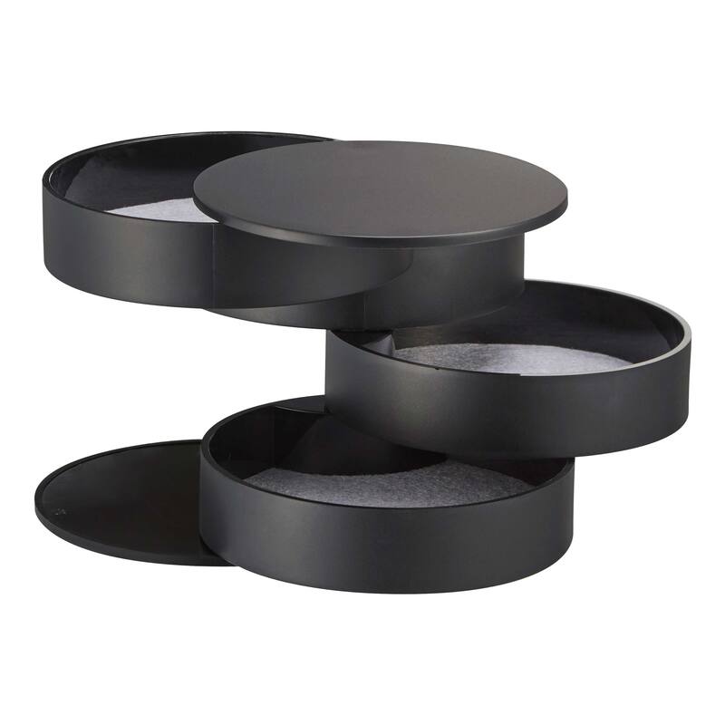 Yamazaki Home Stacked Jewelry Organizer - Two Styles, ABS Plastic, Open - L 3.94 x W 3.94 x H 3.94 inches