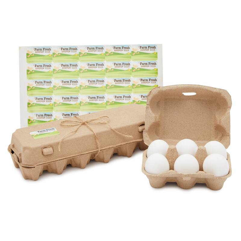 20 Reusable Paper Egg Cartons, 12 and 6 Count Sizes with 125 Labels