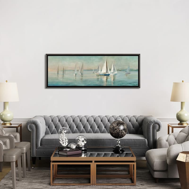 iCanvas "Sailboats at Sunrise" by Danhui Nai Framed