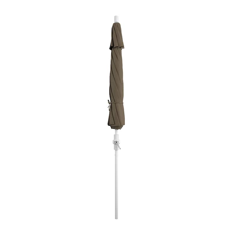 California Umbrella 9' Rd Golden State Series Patio Umbrella White Aluminum Frame Crank Lift Collar Tilt Sunbrella