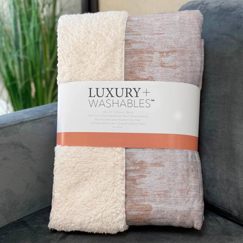 Premium Machine Washable Abstract Contemporary Sherpa Throw Blanket