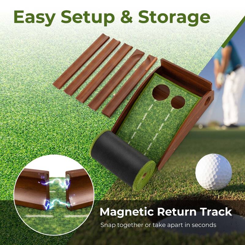 Costway Putting Green Practice Golf Putting Mat with Auto Ball Return