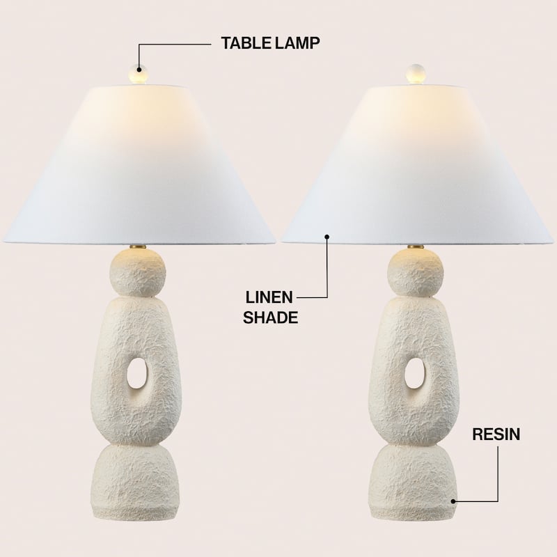 Henge 28" Organic Resin/Metal Stacked LED Table Lamp, (Set of 2) By JONATHAN Y