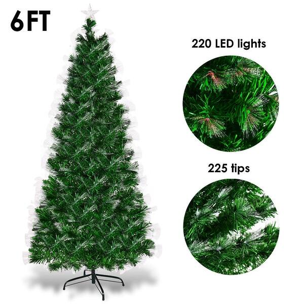 Shop Costway 6ft Pre Lit Fiber Optic Artificial Christmas Tree W Multi Color Lights Stand Green Overstock 18180801