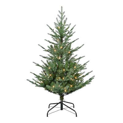 Puleo International 4.5 ft. Pre-Lit Hillside Spruce Artificial Tree