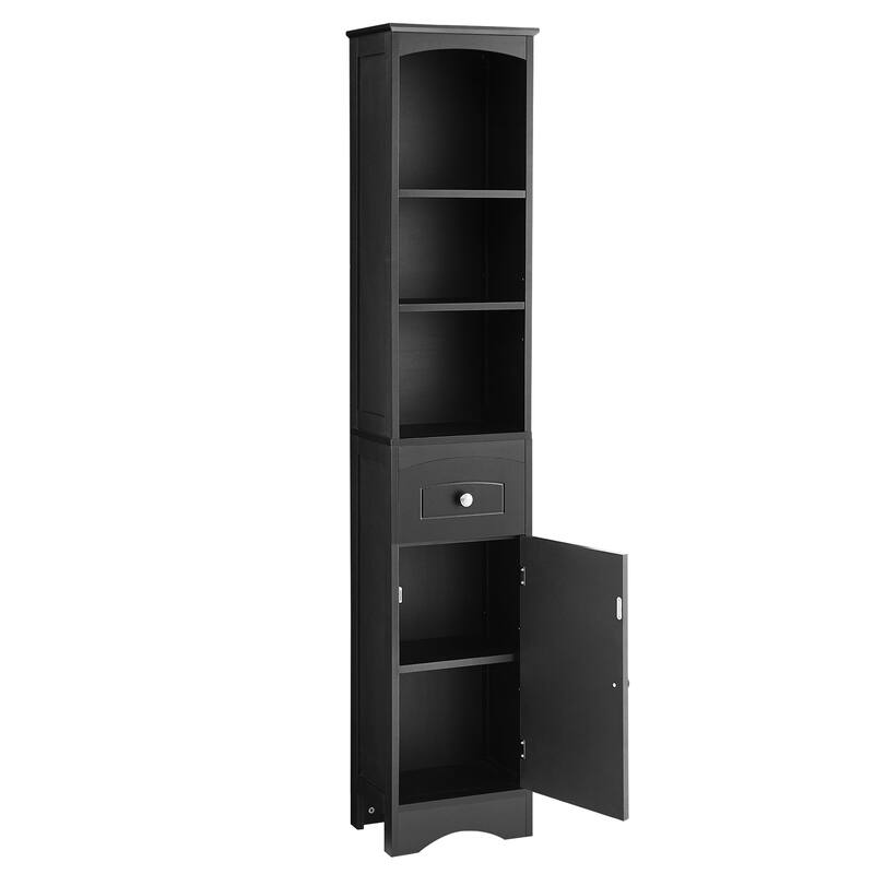 Bathroom Corner Cabinet, Multi-Functional Wooden Bathroom Cabinet, Freestanding Storage Cabinet with 1 Door & Adjustable Shelves