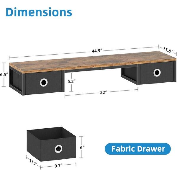 TV Riser with Drawers for 32-60 inch, Steel Legs, Rustic Brown - 45 ...