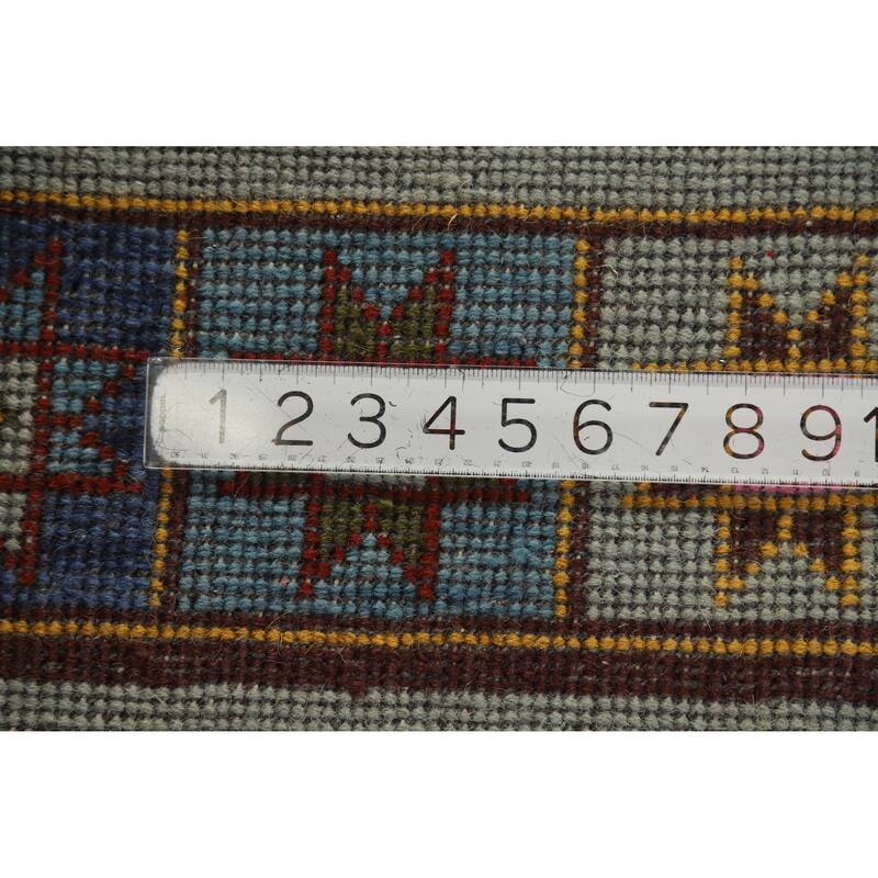 Hand Knotted Oriental 100% Wool Carpet Traditional Tribal Navy Blue & Blues Heriz (serapi) Runner Rug - 9' 7'' X 3' 10''
