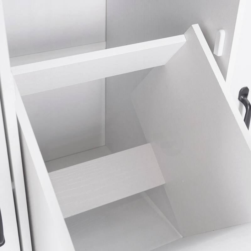 Kitchen Island with Trash Can Storage Cabinet, Kitchen Cart with Drop Leaf, Spice Rack