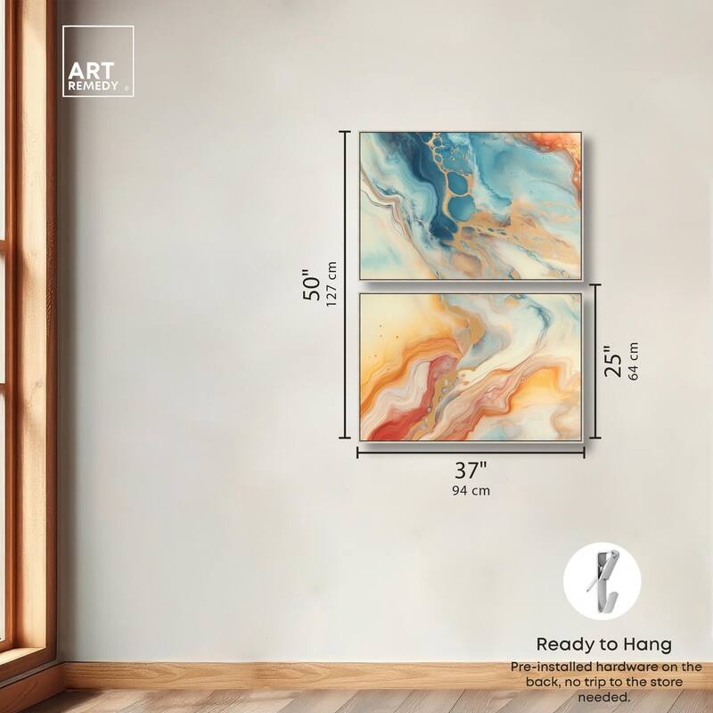 Marbled Sunrise I Canvas Set of 2 by Art Remedy
