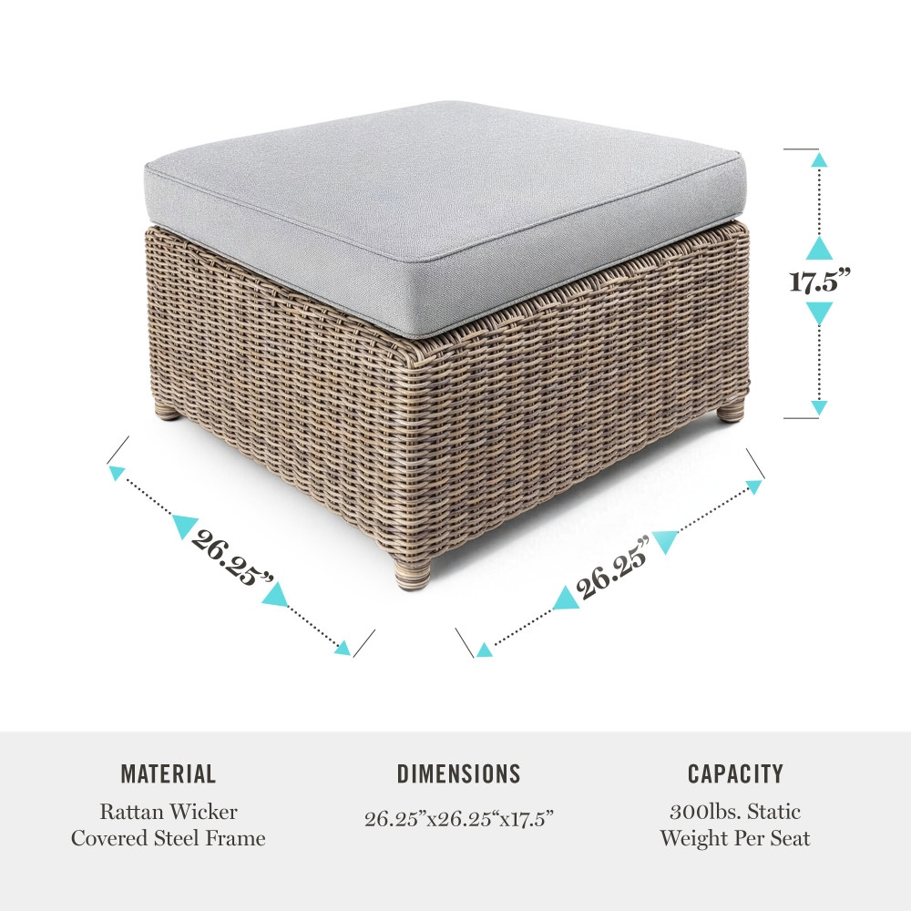 Martha Stewart All-Weather Patio Ottoman with 4