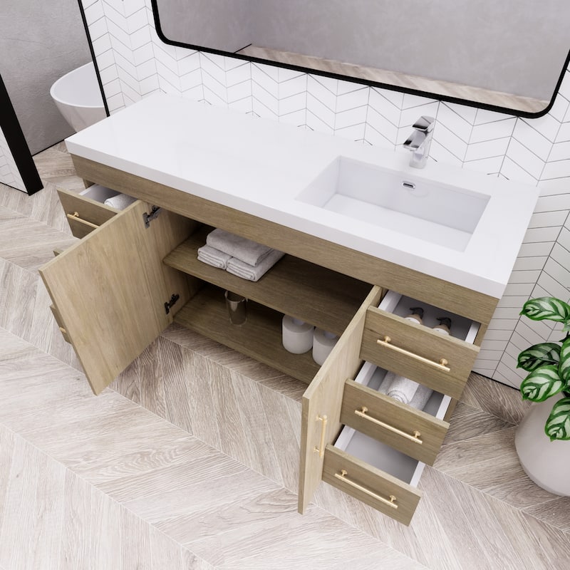 Eliza 60'' Freestanding Vanity Single Sink on the Right