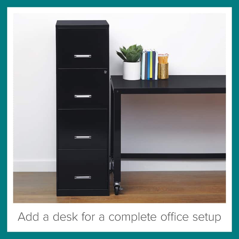 Space Solutions 18-inch Deep 4-drawer Black Metal File Cabinet