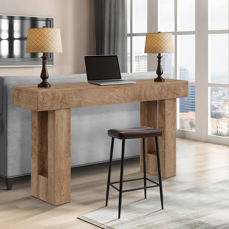 63" Farmhouse Console Table, Long Sofa Table Behind Couch, Wooden Entryway Table