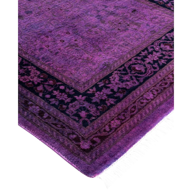 Overdyed One-of-a-Kind Hand-Knotted Area Rug - Purple - 2' 6" x 8' 0"