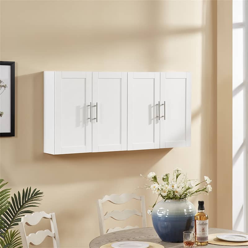 Wood Wall Cabinet with Doors and Adjustable Shelves