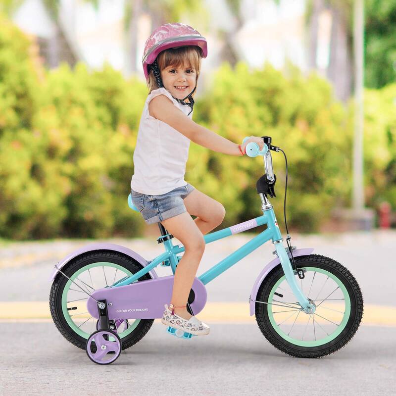 Costway 14" Kids Bike with Adjustable Saddle Handlebar Removable
