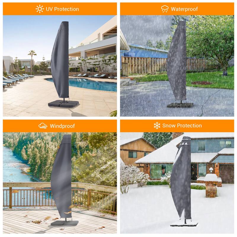 LIVOOSUN Patio Offset Umbrella Covers 600D Waterproof, Fits 8ft-11ft