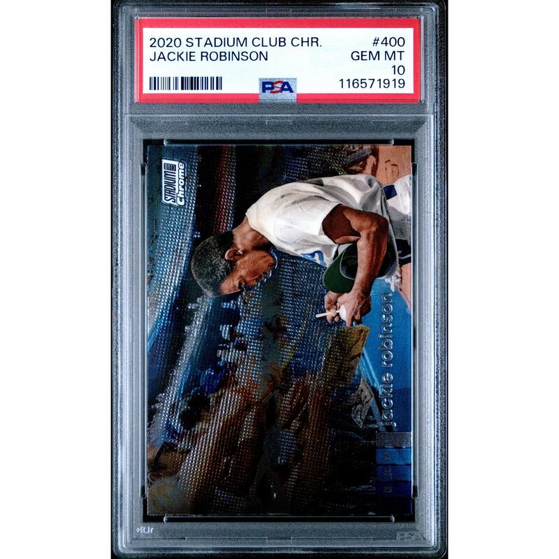 Jackie Robinson 2020 Topps Stadium Club Chrome Card #400 Graded PSA 10 - 8' x 11'