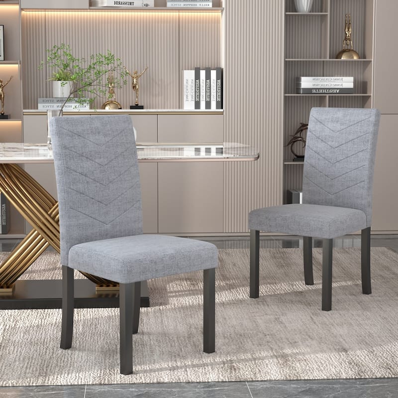 VECELO 5-piece Dining Set, Round Dining Table Set with Upholstered Parsons Dining Chairs for Small Space