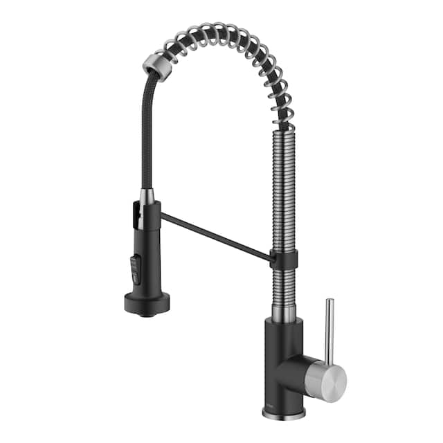 Kraus Bolden 2-Function 1-Handle Commercial Pulldown Kitchen Faucet - KSF-1610 - 18 3/4" Height (Touchless Sensor) - SFSMB - Spot Free Stainless Steel/ Matte Black